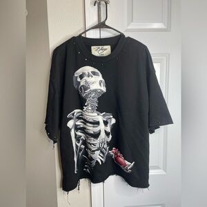 BKYS XL Skeleton Graphic Sweatshirt Distressed Goth Top